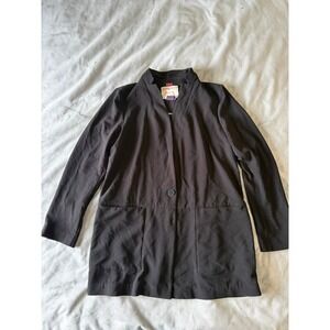 Anthropologie Cartonnier Black Single Button Blazer Jacket Large Pocketed Crepe